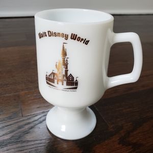 Vintage Walt Disney World Milk Glass Pedestal Mug